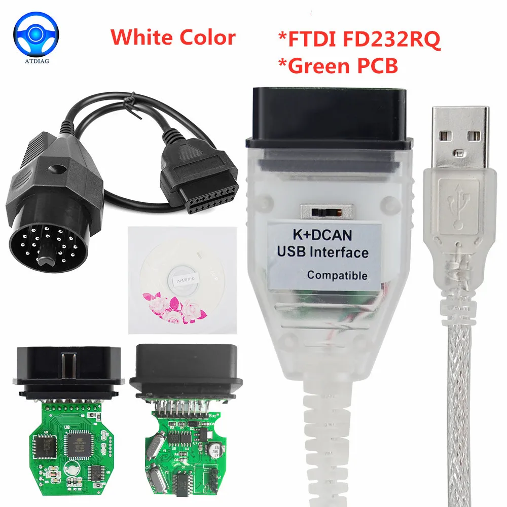 OBD 2 USB Cables For inpa For bmw K+DCAN USB Interface Diagnostic Tool For BMW E46 K+CAN K CAN FTDI FT232 Chip OBD2 Scanner