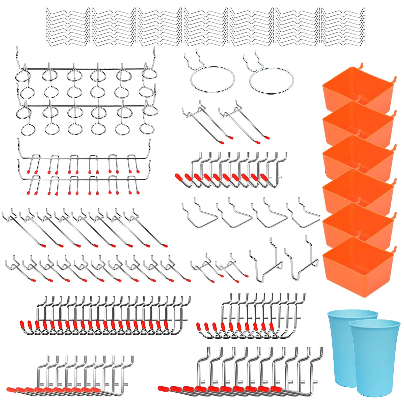 170pcs Pegboard Hooks Assortment with Metal Hooks Sets Pegboard Bins Peg Locks for Organizing Storage System Tools