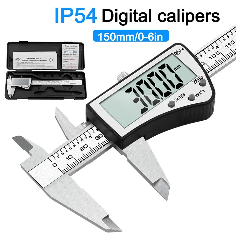 

High Precision 150mm Big Screen Digital Calipers Stainless Steel Electronic Digital Vernier Caliper Carpenter Measuring Tools