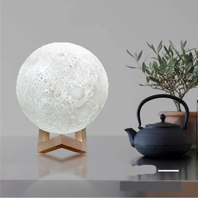 Impression 3D LED en forme de lune colorée, avec télécommande, capteur tactile, en PVC, USB, pour la Protection des yeux, cadeau créatif