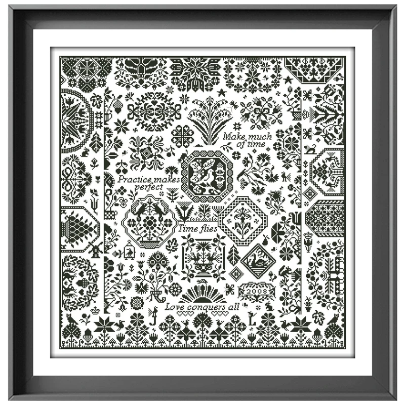 Dreampattern Jigsaw ogród czas muchy krzyż zestaw do szycia cartoon 18ct 14ct 11ct białe tkaniny DIY zestaw do haftowania dla początkujących