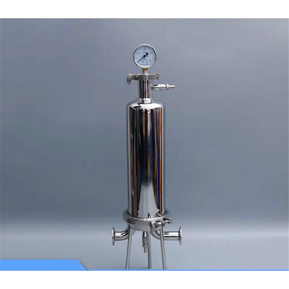 

Sanitary Stainless Steel Millipore Filter Cartridge Filter Housing SS304 Precise 5"/10"/20" One Filter Element Pressure Gauge