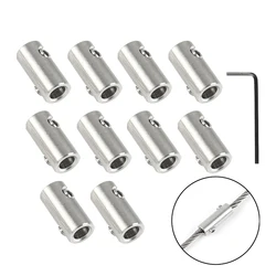 10pcs 304 stainless steel handscrew Clamp Fit Together Wire Rope Clip with Hexagon Grub Screw Bolts buckle for 2 3 4 5 6 8 10mm