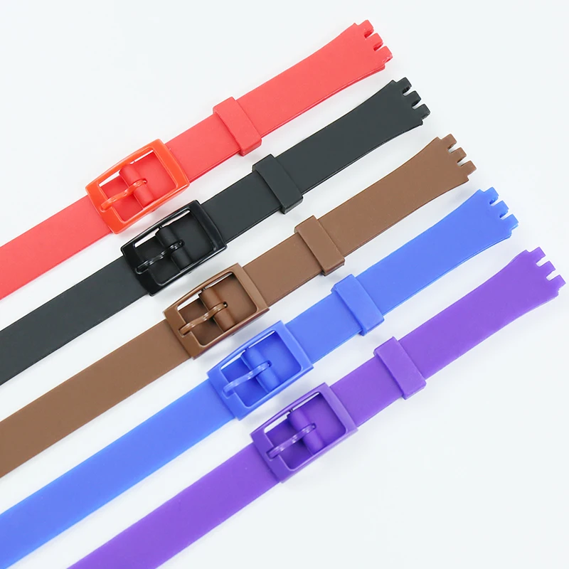 Watch accessories children\'s silicone strap for Swatch 12mm women\'s watch straps around the wrist long rubber sports strap