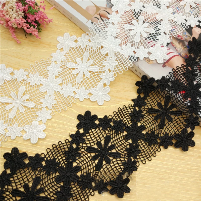 

20Yards High Quality White Lace Ribbon Tape 9.3cm wide Lace Trim DIY Embroidered For Sewing Decoration Water soluble lace