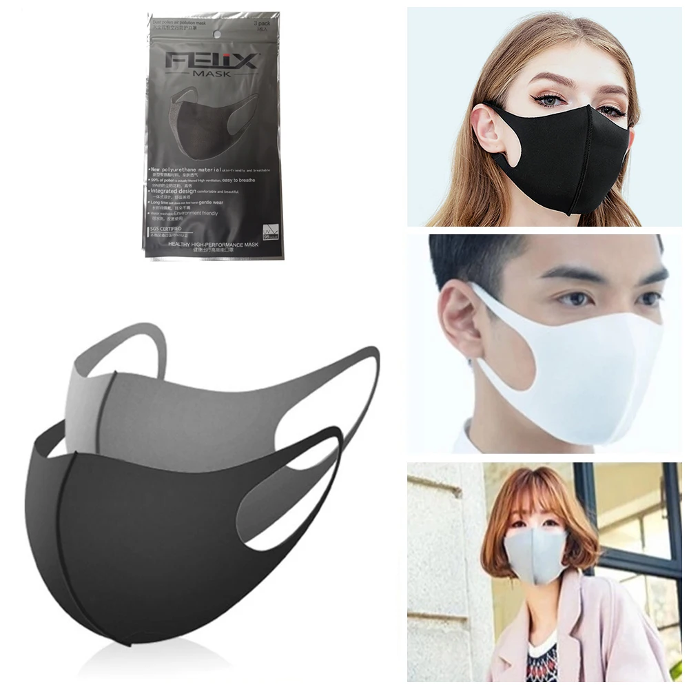 3Pc Cotton Dustproof Face Mask Unisex Outdoor Cycling Walking Hiking Anti-Dust Skin-friend Cotton Protective Cover Reusable Mask