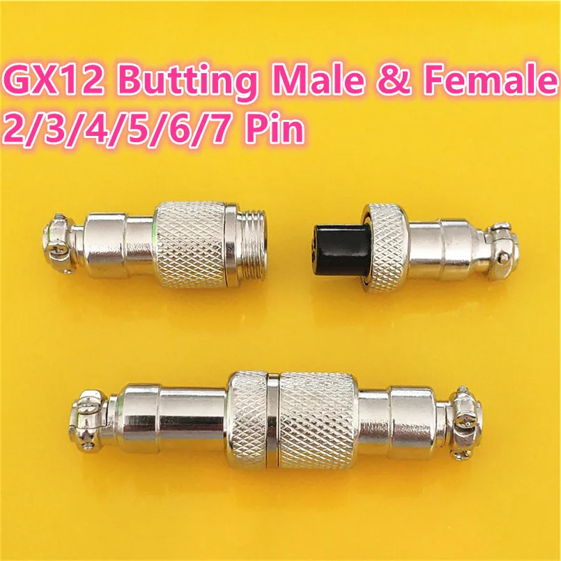 

1set GX12 Butting Docking Male & Female 12mm Circular Aviation Socket Plug 2/3/4/5/6/7 Pin Wire Panel Connectors DropShipping