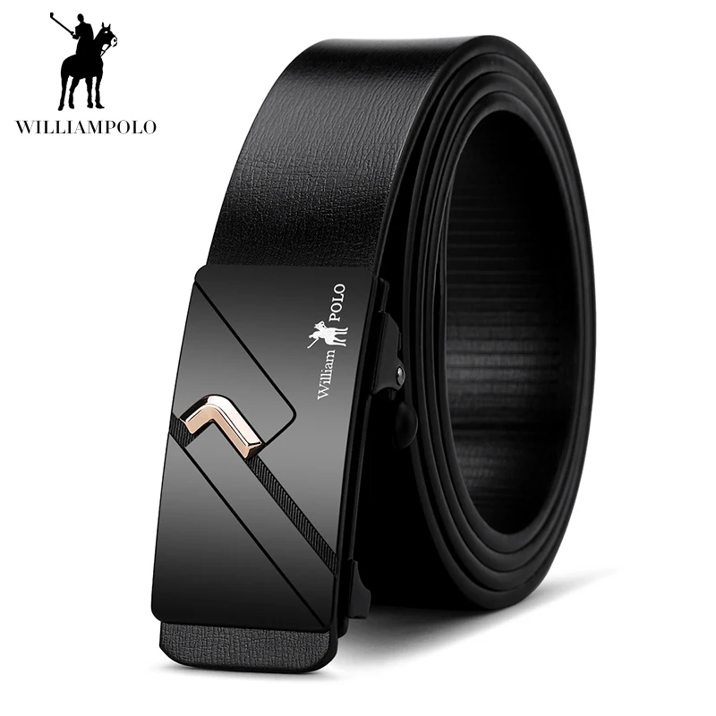 Willampolo-Cinturón de piel auténtica para hombre, cinturón coreano de ocio con hebilla automática, cinturón de cuero de vaca juvenil