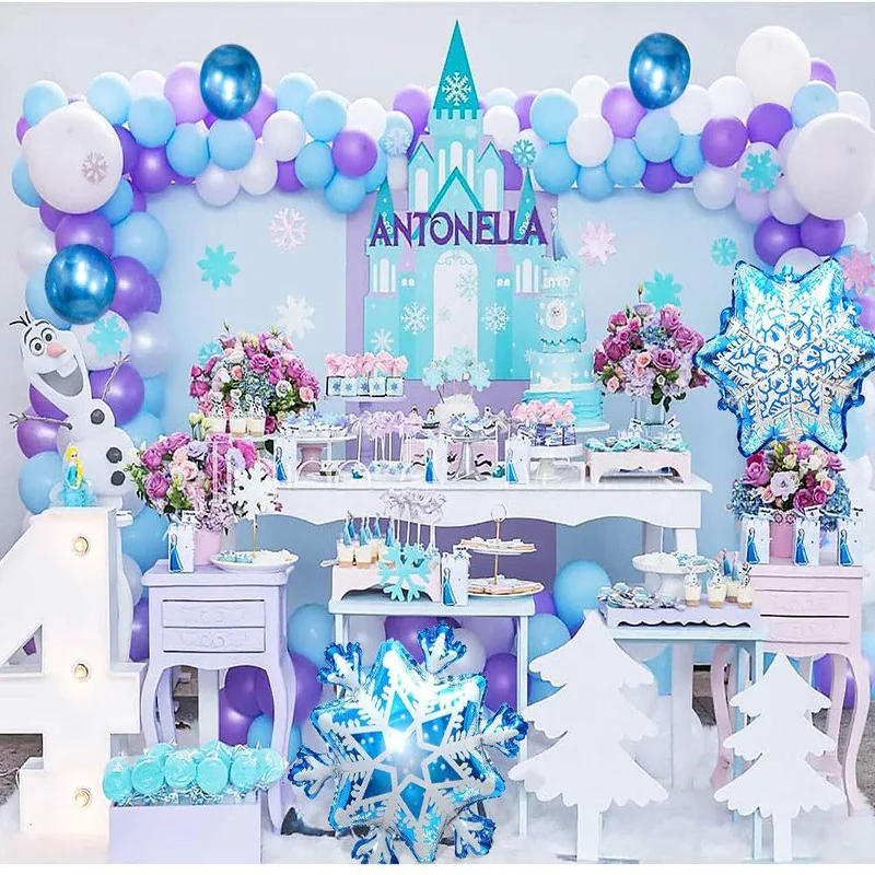 

Snowflake Balloon Garland Arch kit Snowflake Balloons for Holiday Baby Shower Snow Princess Birthday Party Decorations Garland
