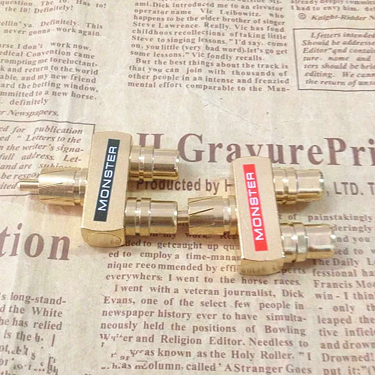 2 قطعة/الوحدة RCA ذكر إلى المزدوج 2xRCA أنثى الزاوية اليمنى L نوع Y الخائن النحاس مطلية بالذهب AV الصوت والفيديو محول التوصيل محول