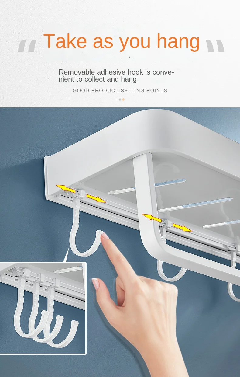 2 PCS ห้องน้ำแขวนผนังชั้นวางมุมสีขาวอลูมิเนียม Punch ฟรีห้องน้ำ Storage Rack Combination