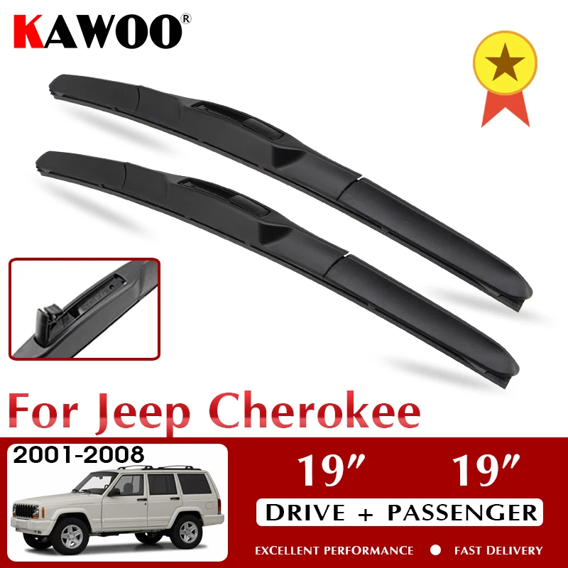 

KAWOO Wiper Car Wiper Blades For Jeep Cherokee 2001-2008 Windshield Windscreen Front Window Accessories 19"+19" LHD RHD