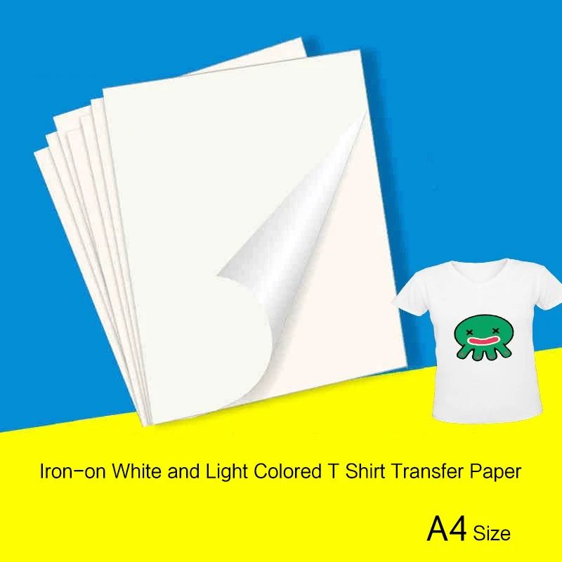 Camiseta jato de tinta a4, impressão em branco e leve, papel de transferência térmica impressão diy, impressão personalizada