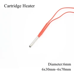 6x30mm 6x40mm 6x50mm 6x60mm 6x70mm 12V 24V 110V 220V 6mm Ceramic Cartridge Heater Tube Heating For 3D Printer 50W 100W 150W 200W