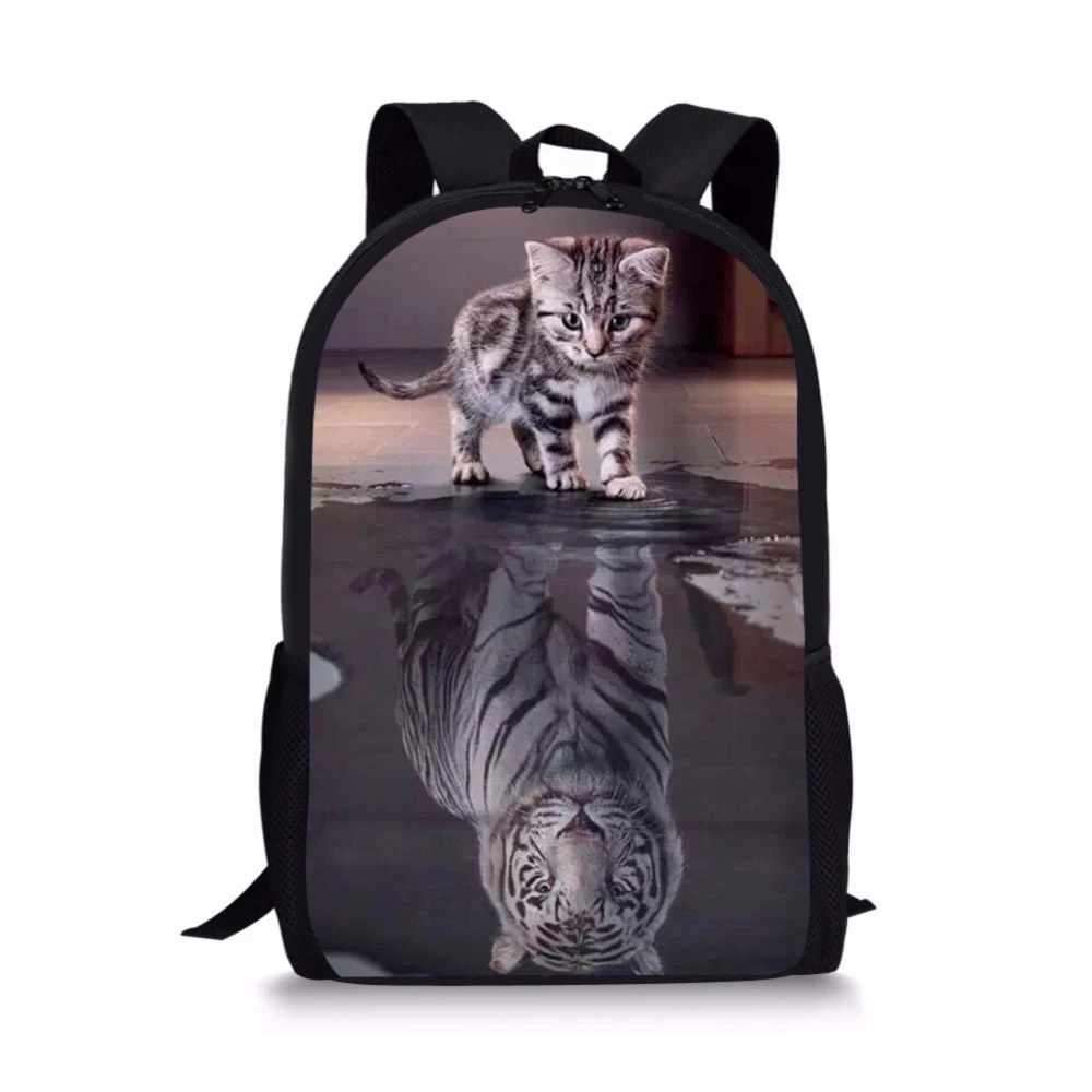 

Funny 3D Cat Reflection Tiger Printed Children Backpacks Girls Boys Baby Bags Orthopedic School Supplies Mochila High Quality