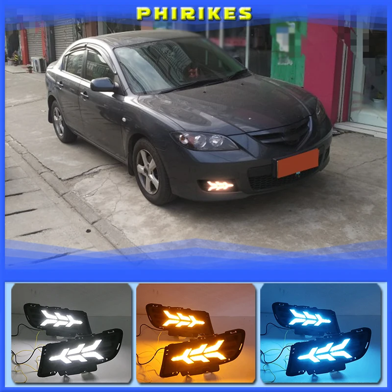 

2pcs For Mazda 3 2010 2011 2012 LED DRL Daytime Running Light Daylight yellow turn Signal fog lamp