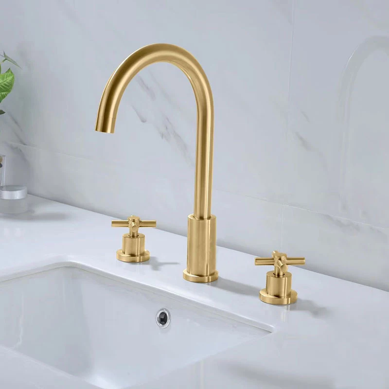 

Bathroom Basin Faucet Brass Sink Mixer Tap Hot & Cold Lavatory Crane Vessel Dual Handle Bathtub Faucet Brushed gold Chrome/Black