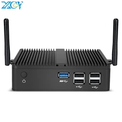 XCY fansız Mini PC ince istemci Intel Celeron N2830 HDMI VGA ekran Gigabit Ethernet 5x USB desteği WiFi Windows 7/8/10 Linux