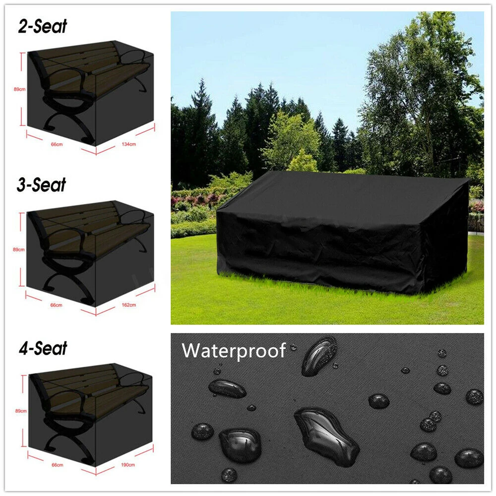 Multiple Specifications Available Garden Bench Dustproof Cover Garden Bench Waterproof Breathable Outdoor Bench Seat Cover Black