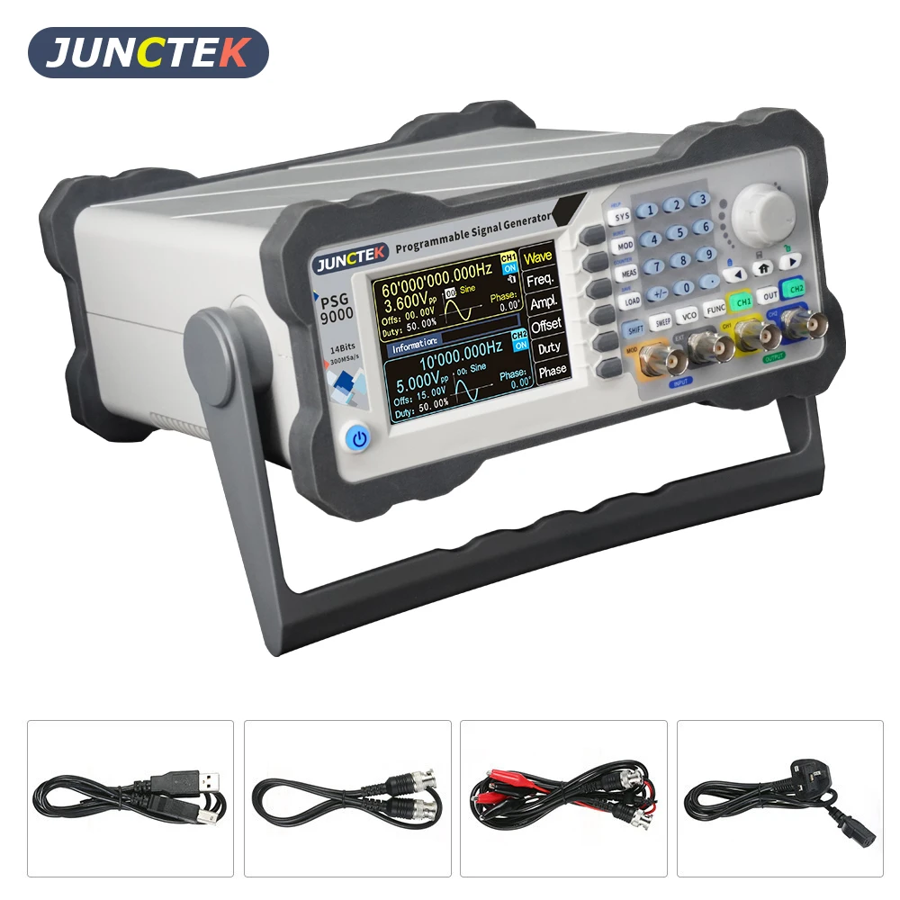 Junctek-dual-channel Programável Digital Control Waveform Arbitrária Medidor de Freqüência Função Dds Gerador de Sinal Psg9060 60m