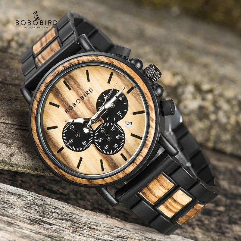 Relogio Masculino BOBOBIRD Watch Men Business Wristwatches Date Show Chronograph Timepieces erkek kol saati In Gift Box P09-1