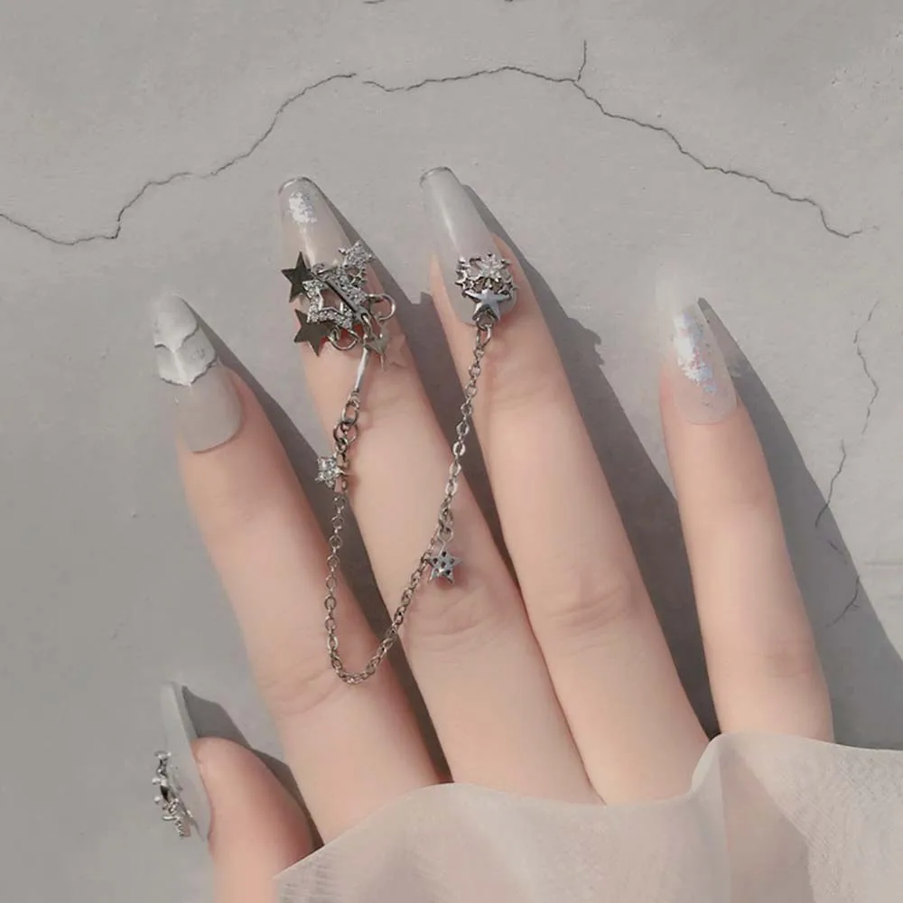 Accessoires de manucure chaîne pendentif perle nœud papillon diamant Nail Art bricolage Nail Art décorations étoile chaîne bijoux ongles strass