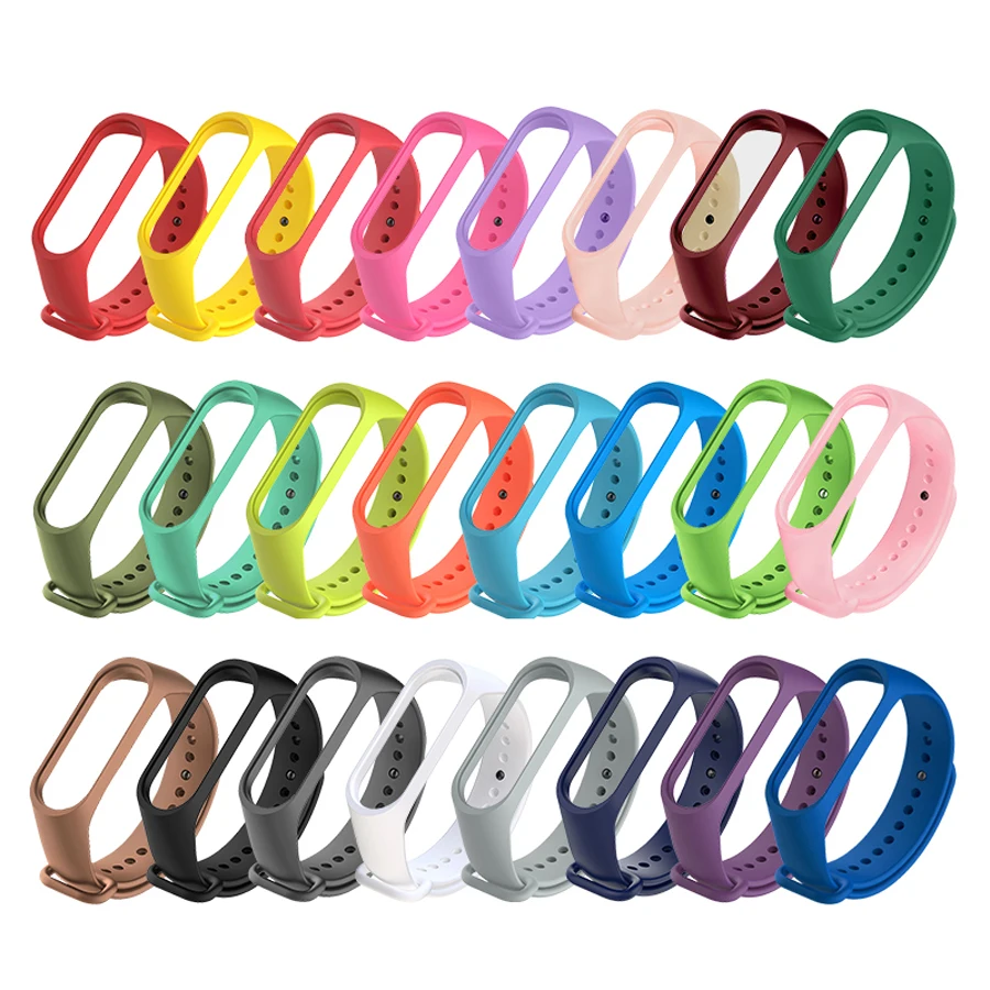 

Strap for Mi band 4 5 6 Silicone Wristband Bracelet Mi Band 6 5 Replacement Strap For Xiaomi Mi Band 3 4 5 Color TPU Soft Strap