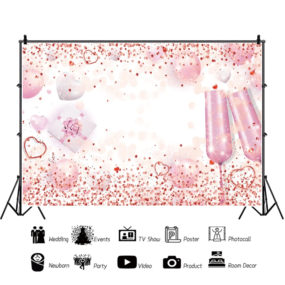 Laeacco Pink Light Bokeh Love Heart Pattern matrimonio compleanno sfondo fotografico ritratto Poster personalizzato sfondo fotografico