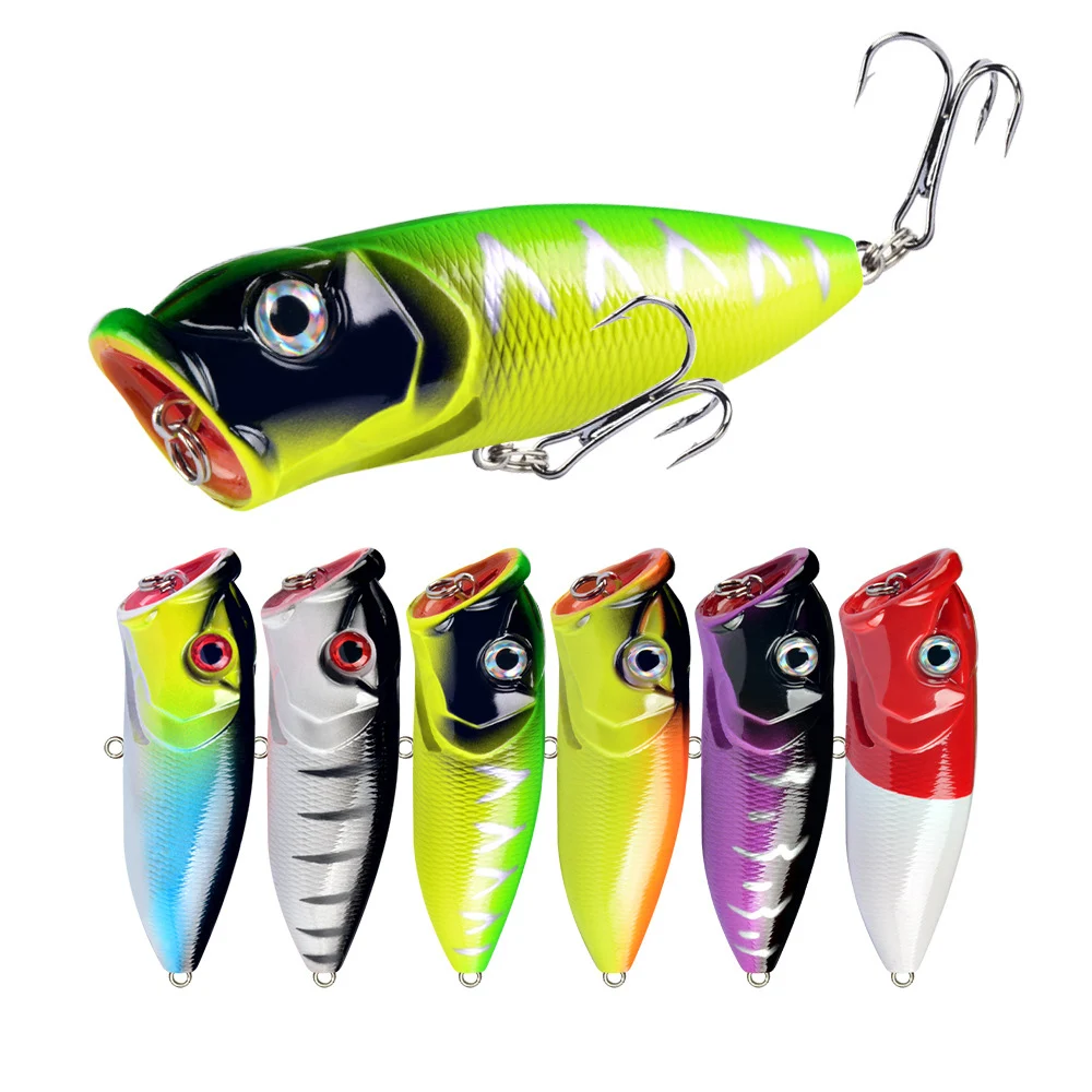 

1pcs Fishing Lures Topwater Popper Bait 6.5cm 12g Hard Bait Artificial Wobblers Plastic Fishing Tackle with 6# Hooks