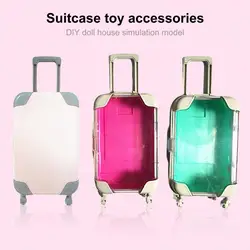 Doll Furniture Plastic Travel Suitcase Trunk Case Luggage For Doll Doll Accessories DIY Dollhouse Girls Kids Toys