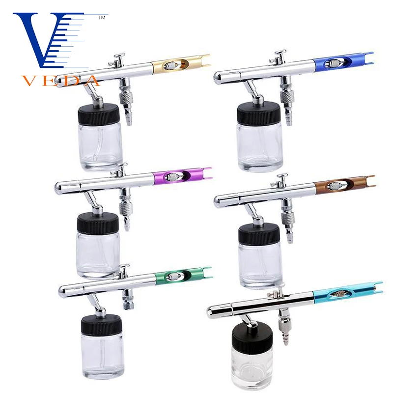 VEDA-aerógrafo multiusos de precisión de doble acción, aerógrafo con alimentación de sifón, punta de 0,35mm, botella de 3/4 Oz, taza de Color, mango