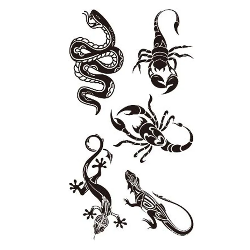 

Snake lizard scorpion Temporary Tattoo Sticker Waterproof Women Men Adults Fake Body Art New Design 10.5X6cm Kids Hand Tatoo