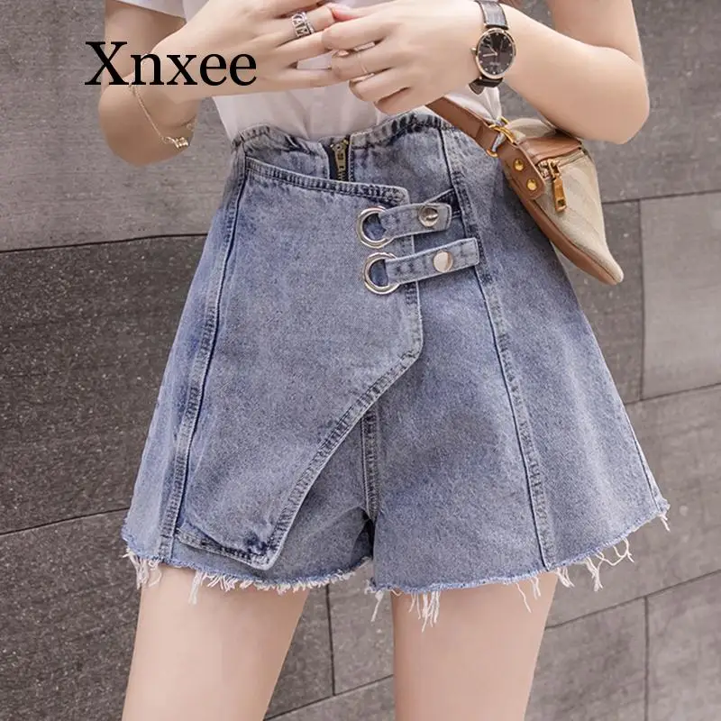 New Fashion 2020 Summer Women Casual Denim Shorts Female Wide High Waist Loose Leg Shorts Ladies Slim All-Match Short Pants