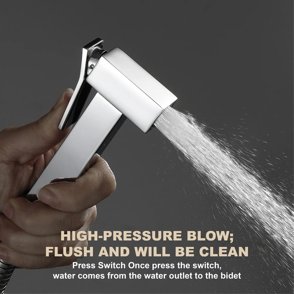 Samodra Bidet Shower Wall Mounted Toilet Bidet Sprayer Set Brass Valve Bathroom Alloy Black Handheld Self Cleaning Bidet Faucet