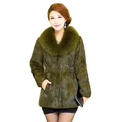 2022 Women Autumn Winter Mink Velvet Mink Fur Coat Female Mid-length Imitating Rex Rabbit Fur Middle-aged Mother Jacket A806