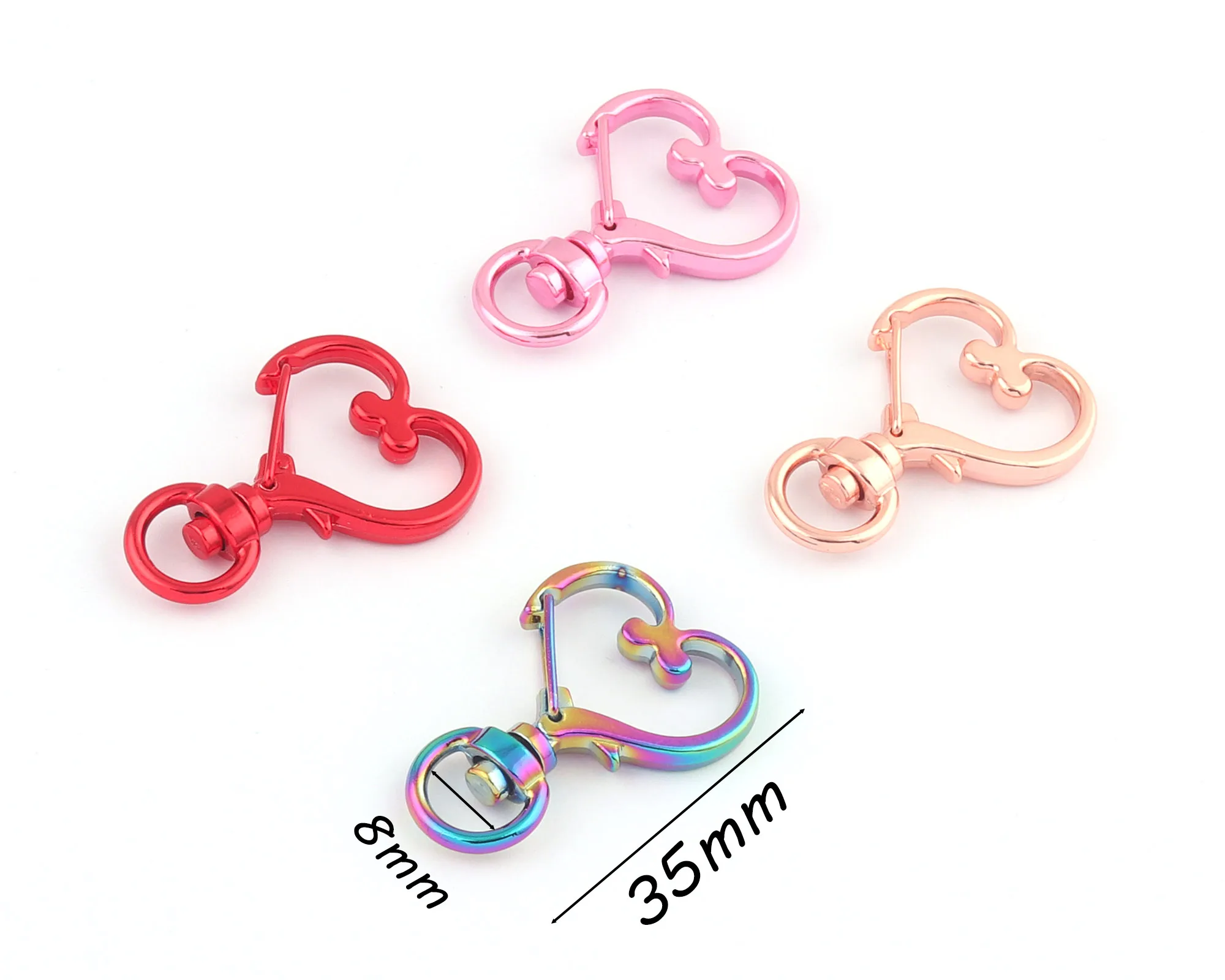 8mm Pink Heart Swivel Clasps Claw Lobster clasps Trigger Clasps Dog Collar Supply Handbag Clasps Metal Trigger Lanyard Hook