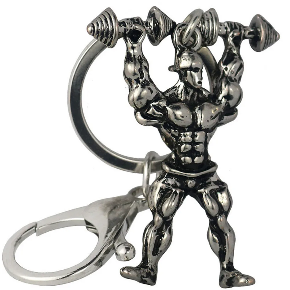 1 PC Alloy Key Chain Strong Man Dumbbell Keychain Men Fitness Bodybuilding Key Chains for Car Wallet Keys Ring Gym Gifts-375842