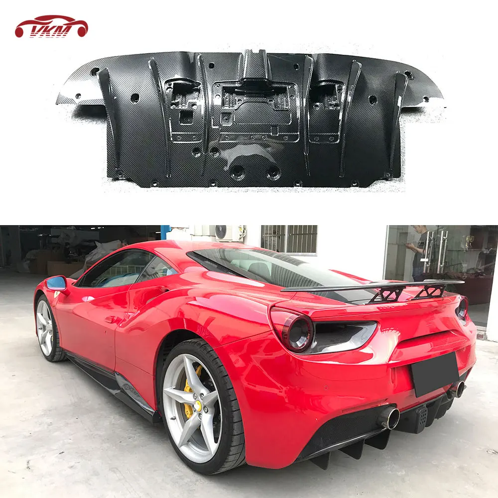 

Dry Carbon Fiber Material Rear Lip Diffuser FRP Unpainted Black Bumper Cover Case for Ferrari 488 N Style 2015-2018