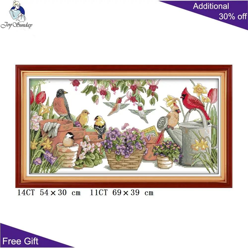 Joy Sunday-Red-Billed Bird Nest, Reunion Garden, Leiothrix, Alcedo, Atthis Bengalensis, Cross Stitch, D089 D108 D110 D117 D118