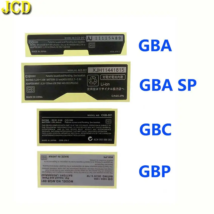 JCD 5PCS New Lables Stickers Replacement For Gameboy Advance SP Color For GBA GBA SP GBC GBP Game Console