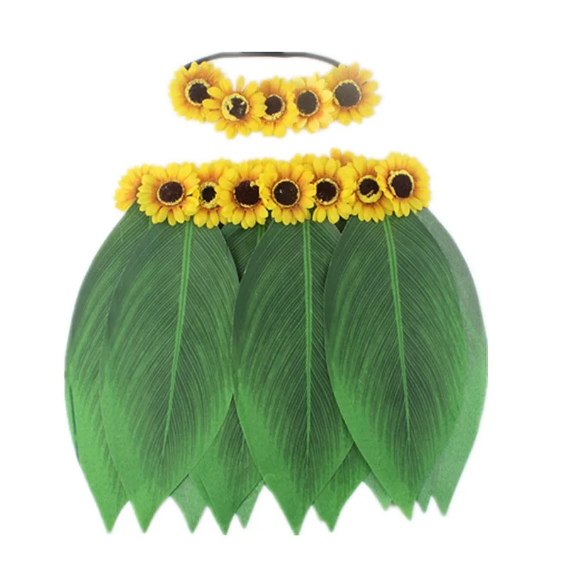 Leaves Grass Skirt Kids Adults Hawaii Flower Skirt Beach Summer Holiday Wedding Party Dress Hula Dance Costume