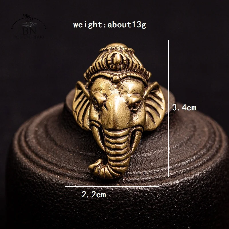 Solid Brass Animal Head Design Leather Bag Wallet Button Rivet with Screws Elephant God Belt Buckle Decor DIY Hardware Accessory