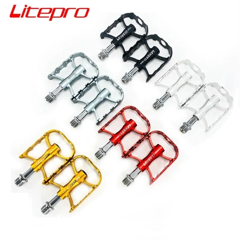 Litepro Folding Bike Pedal 184g Ultralight Aluminum Alloy Pedal Bicycle Non-slip Pedals Gold Red Silver Black Titanium