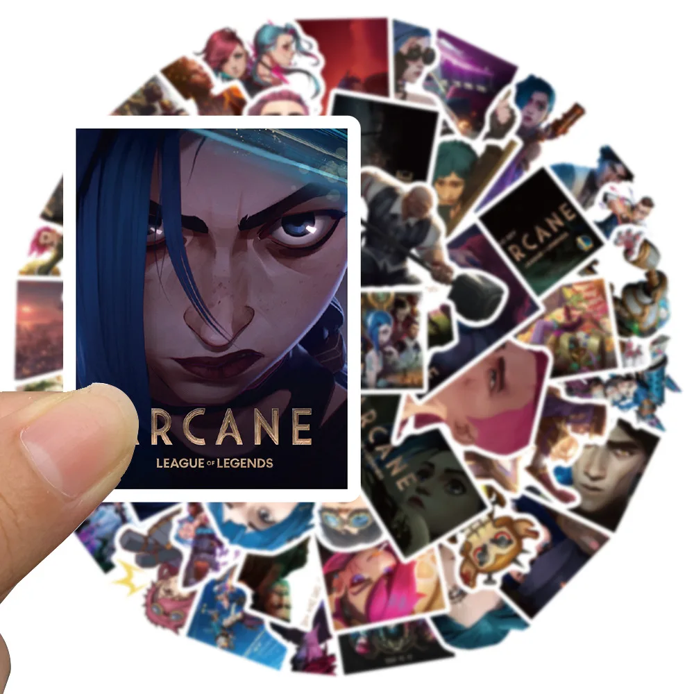 50pcs Arcane PC Game Stickers Vi Jinx Jayce Stickers Luggage Laptop Phone Case Non-repeating PVC Waterproof Self-Sticky Sticker