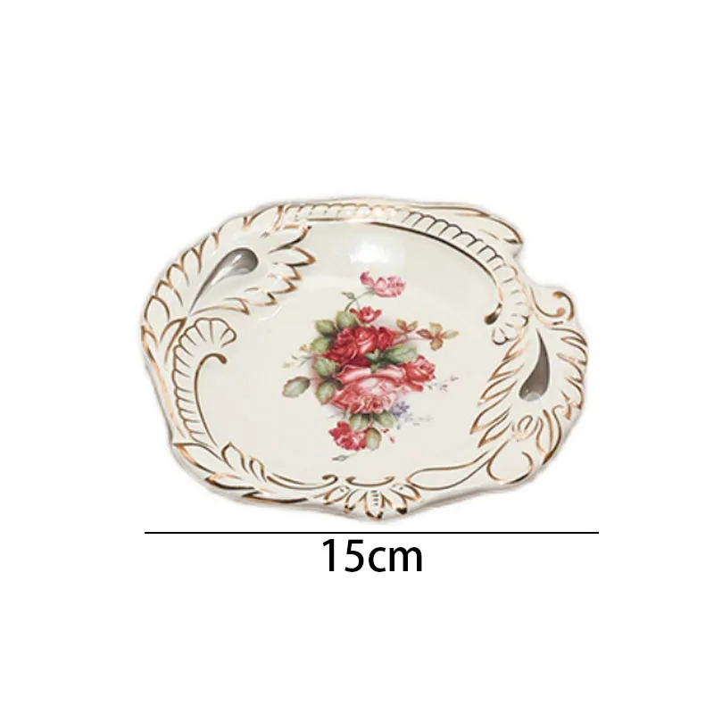 European Ceramic Soap Dish Creative Hand Painted Flowers Decorative Drain Soaps Holder Modern Hotel Desktop Bathroom Accessories