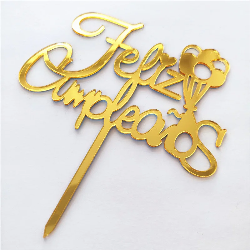 INS Spanischer Happy Birthday Tortenaufsatz, goldene Krone, Acryl-Tortenaufsätze für Geburtstagsfeiern, Babypartys, Kuchen- und Dessertdekorationen – Detail 21