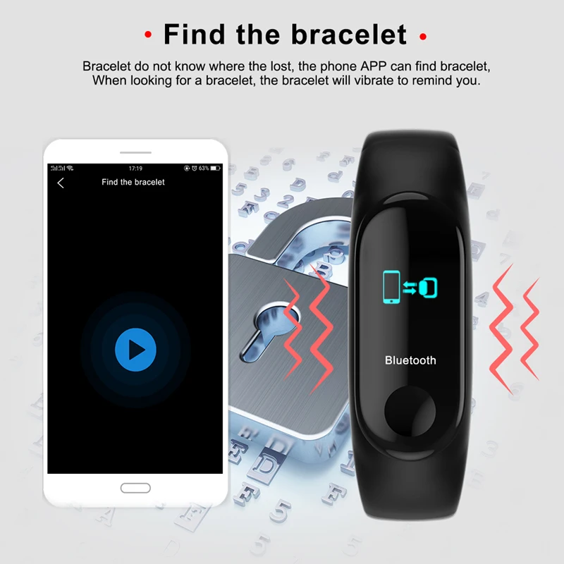 Wristwatch Fitness M3 Color Screen Smart Sport Bracelet Activity Running Tracker Heart Rate For Children Men Women Watch Hours