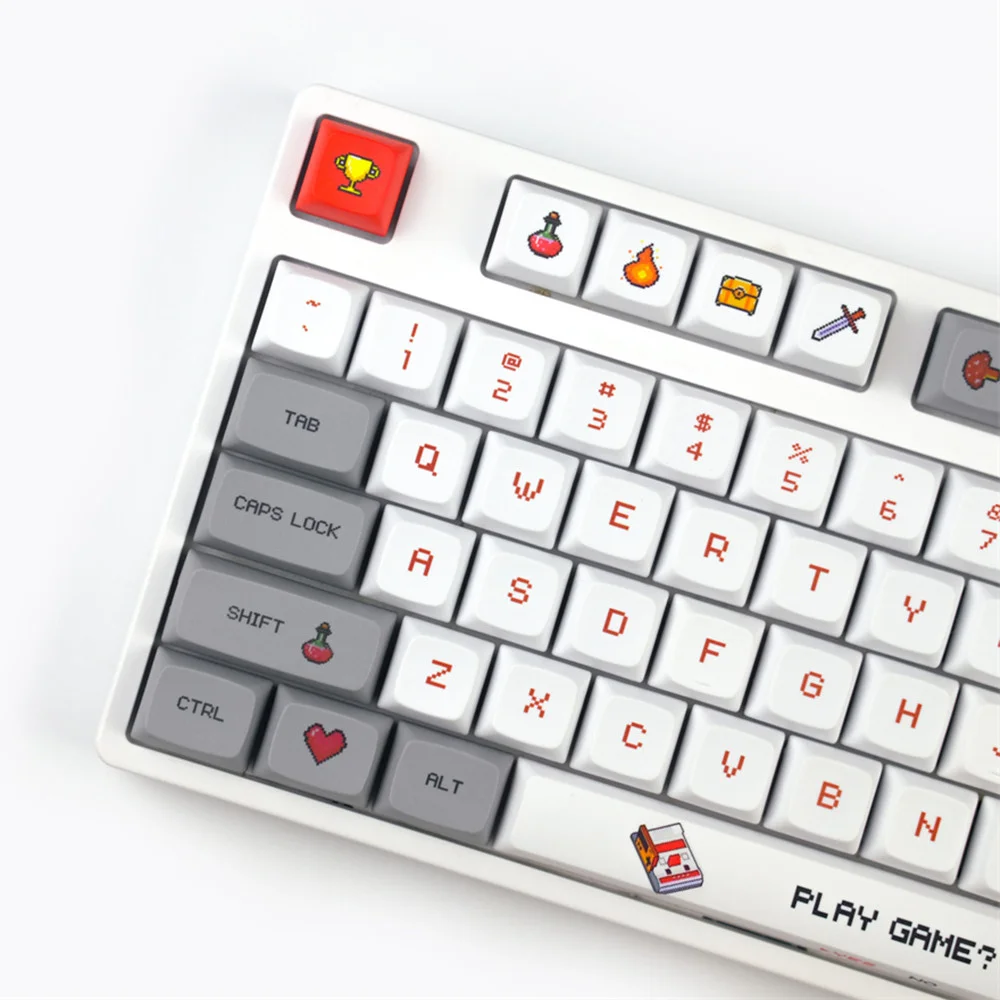 

Kawaii PBT Keycaps Cute Family Computer XDA Profile Red White Game for GH60/GK61/GK64/84/87/96/104/108/980 Mechanical Keyboard