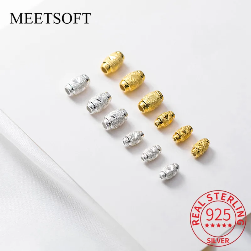 MEETSOFT 2pcs/lot 925 Sterling Silver olive car flower Spacer Beads of DIY handmade Making Finding Necklace Jewelry Accessory