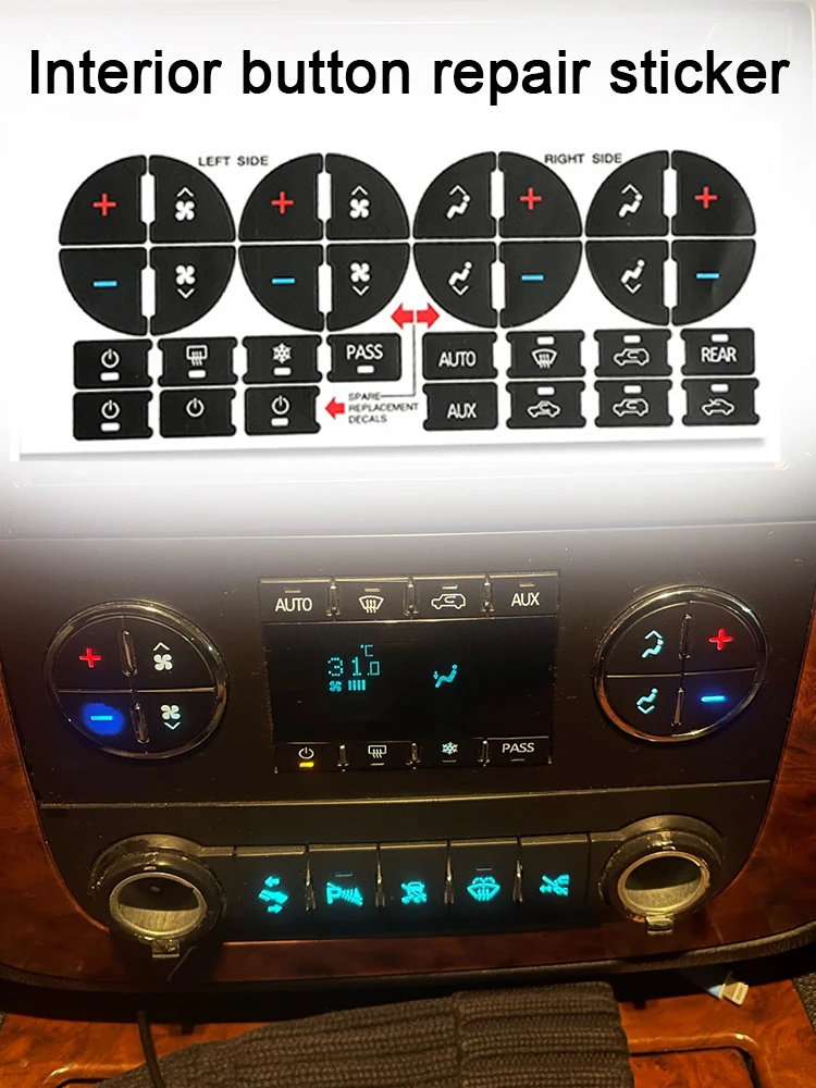 Climate Control Repair Replacement Interior Parts AC Dash Button Sticker For Tahoe Suburban Avalanche Silverado Yukon Stickers